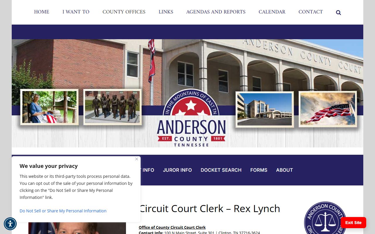 Anderson County Circuit Court Clerk background check records