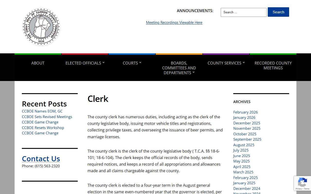 Cannon County Circuit Court Clerk background check records