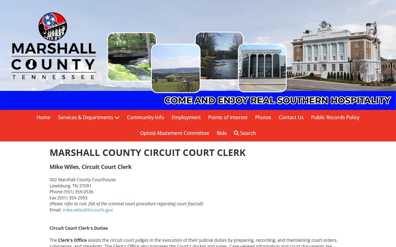 Marshall County Circuit Court Clerk background check records